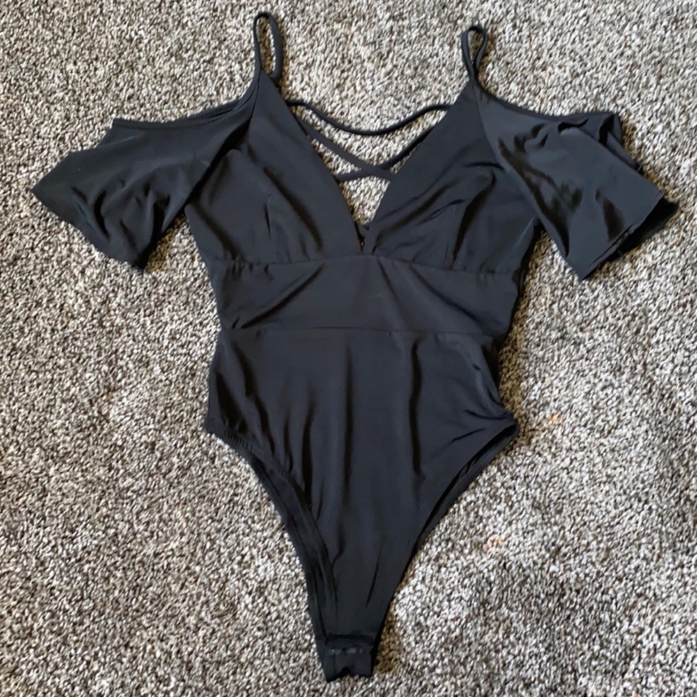 Dainty Hooligan Off the Shoulder Black Body Suit